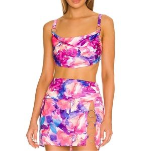 For Love & Lemons | Crop Top | Pink & Purple | Size S
